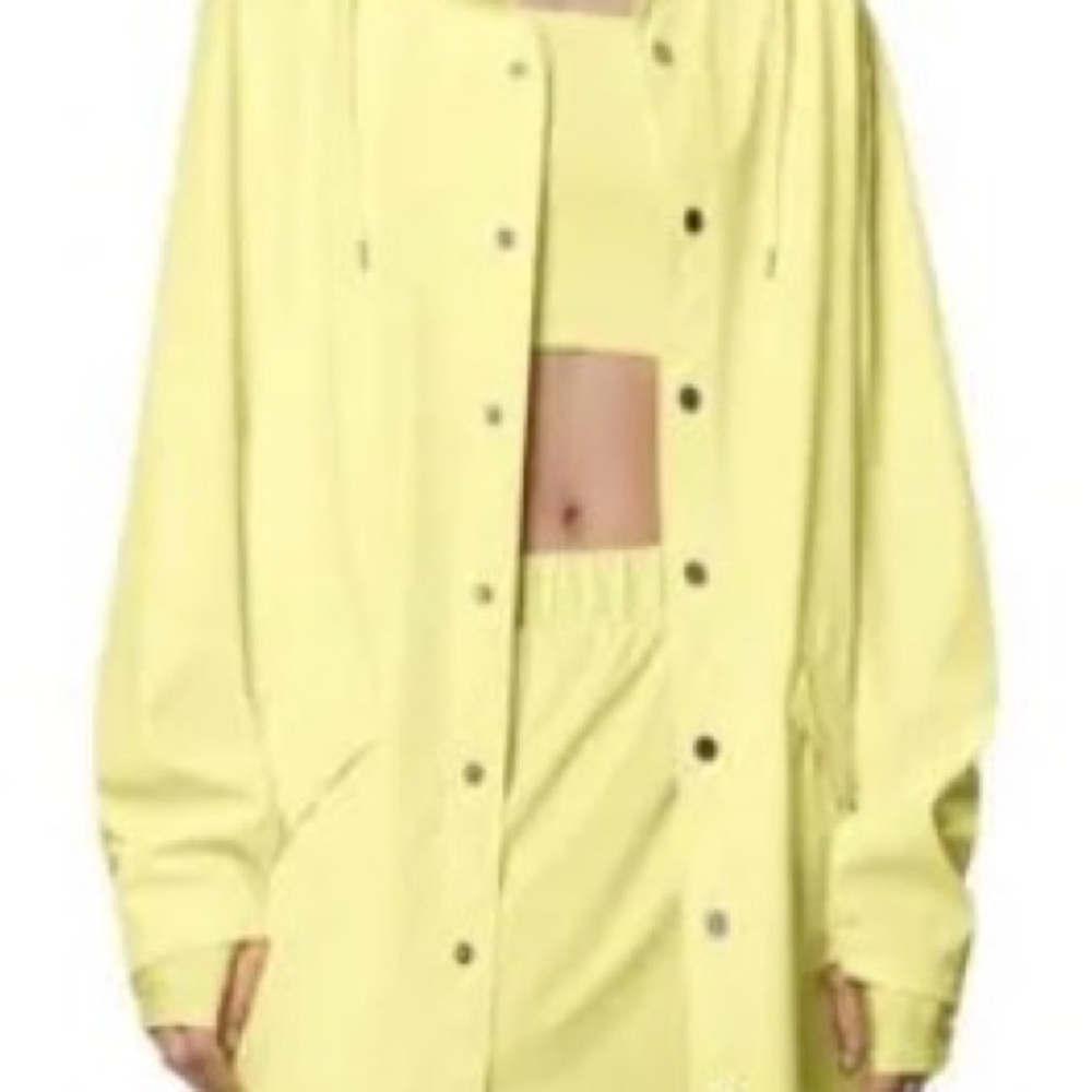 Rains Yellow Button-Up Jacket raincoat